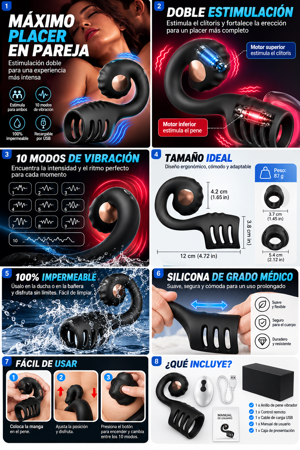 ABELE™ Anillo Vibrador para Parejas | 10 Modos + Control Remoto