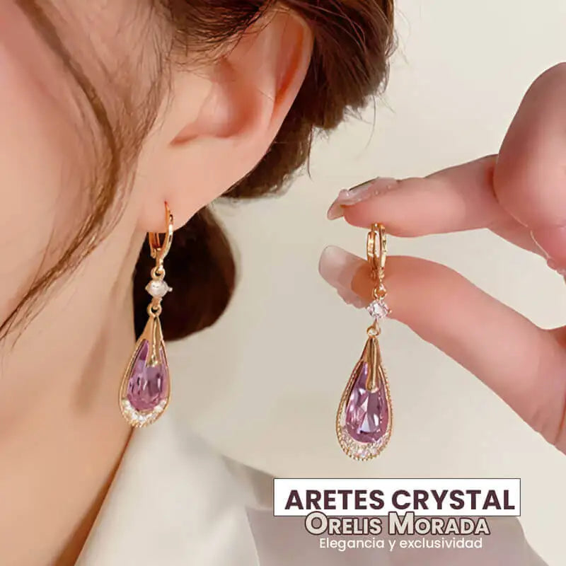 Aretes Crystal Purple Earrings