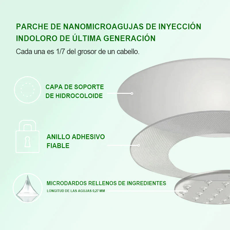 Parche De Nanomicroagujas Avanzado 𝐻𝑒𝑎𝑙𝑟𝑖𝑧𝑒® De Moringa Y Berberina 12 en 1