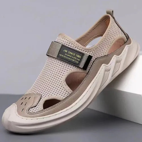 Sandalias Ortopedicas Tejidas Con Hebillas Para Hombre Negras