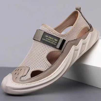 Sandalias Ortopedicas Tejidas Con Hebillas Para Hombre Negras