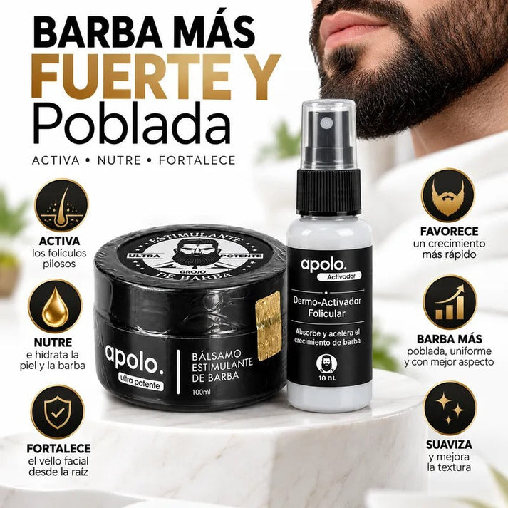 🧔🏻Bálsamo Estimulante De Barba Apolo + Activador : Barba más densa, fuerte y saludable🧴