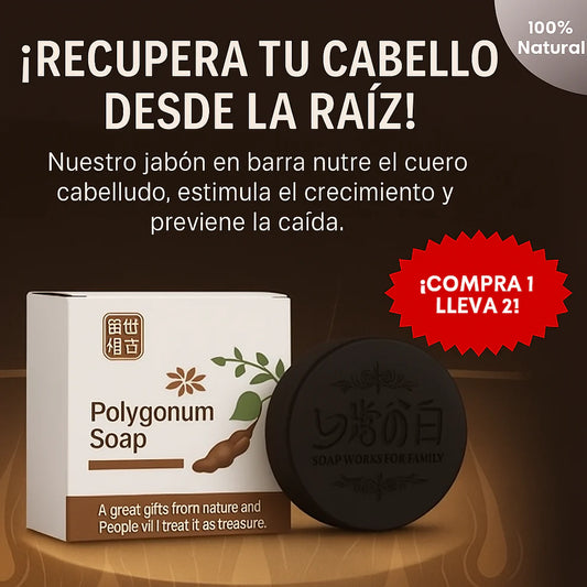 Jabón Polygonum x2 - Recupera la fuerza y el color de tu cabello con ingredientes naturales