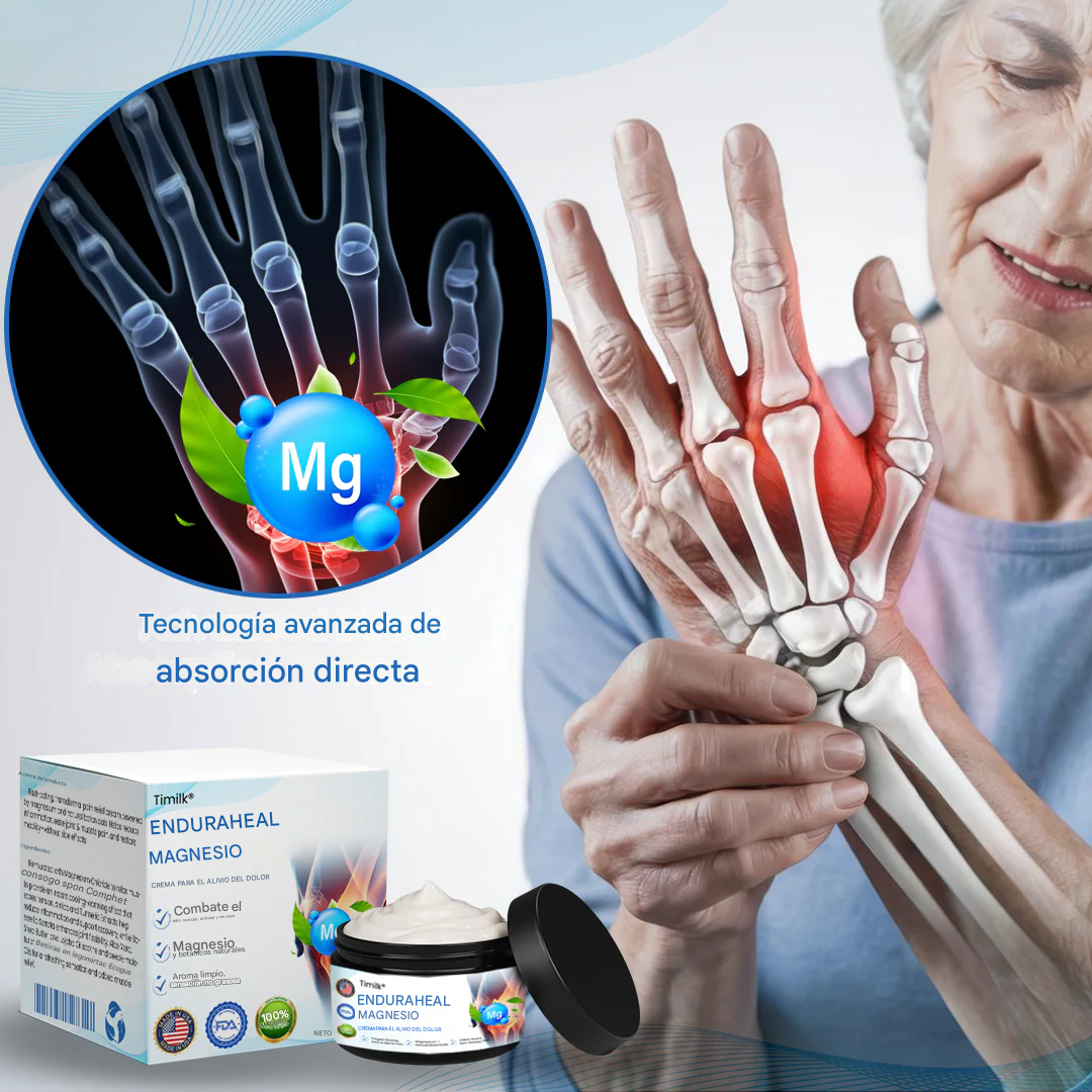 Crema analgésica con magnesio Timilk® EnduraHeal (trata la artritis, la neuropatía, el reumatismo, las lesiones deportivas y más)
